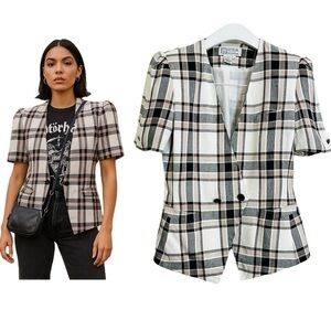 Vintage ATRIUM COLLECTION Short Sleeve Plaid Blazer – Size 7/8 (Made in USA)